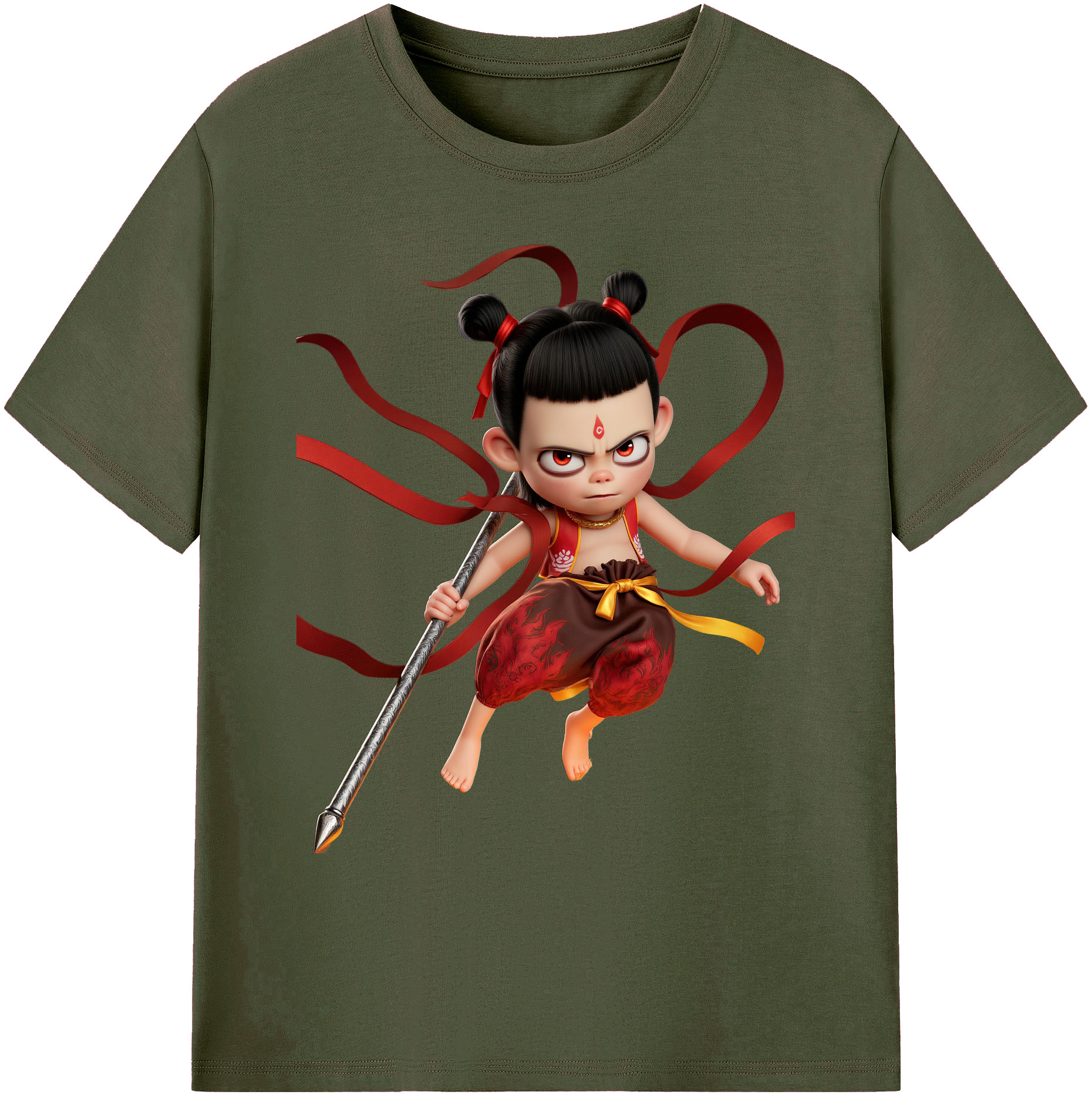 （画像用） Ne Zha 2 ナタ 魔童の大暴れ 綿100％ メンズ半袖Tシャツ｜肌触りやわらか＆通気性